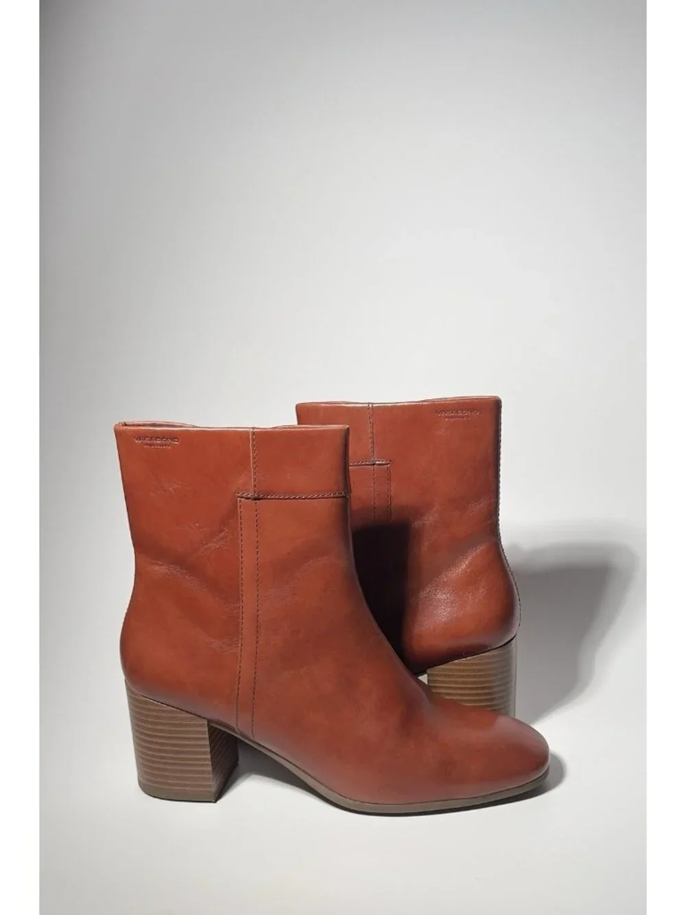 Vagabond Cinnamon Leather Ankle Boots Women’s US 7.5 EU 38 Block Heel